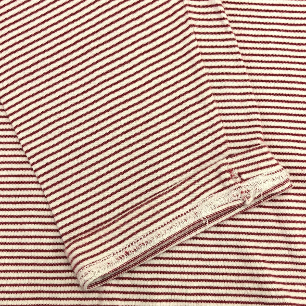 Y's for living ワイズフォーリビング 90s 日本製 ボーダー 長袖 クルーネック カットソー レッド×ホワイト ホームウェア ロンT レディース