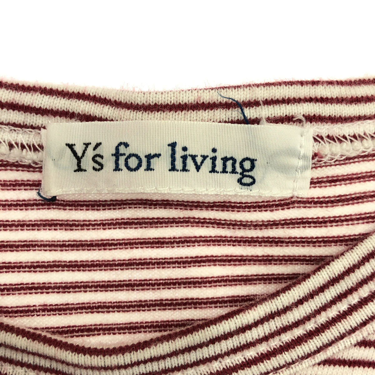 Y's for living ワイズフォーリビング 90s 日本製 ボーダー 長袖 クルーネック カットソー レッド×ホワイト ホームウェア ロンT レディース