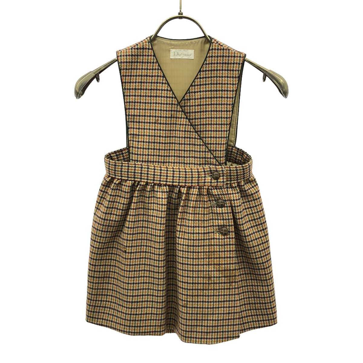 Dior ディオール 日本製 千鳥格子柄 カシュクール ジャンパースカート 100A ブラウン系 裏地付き Diorjunior キッズ