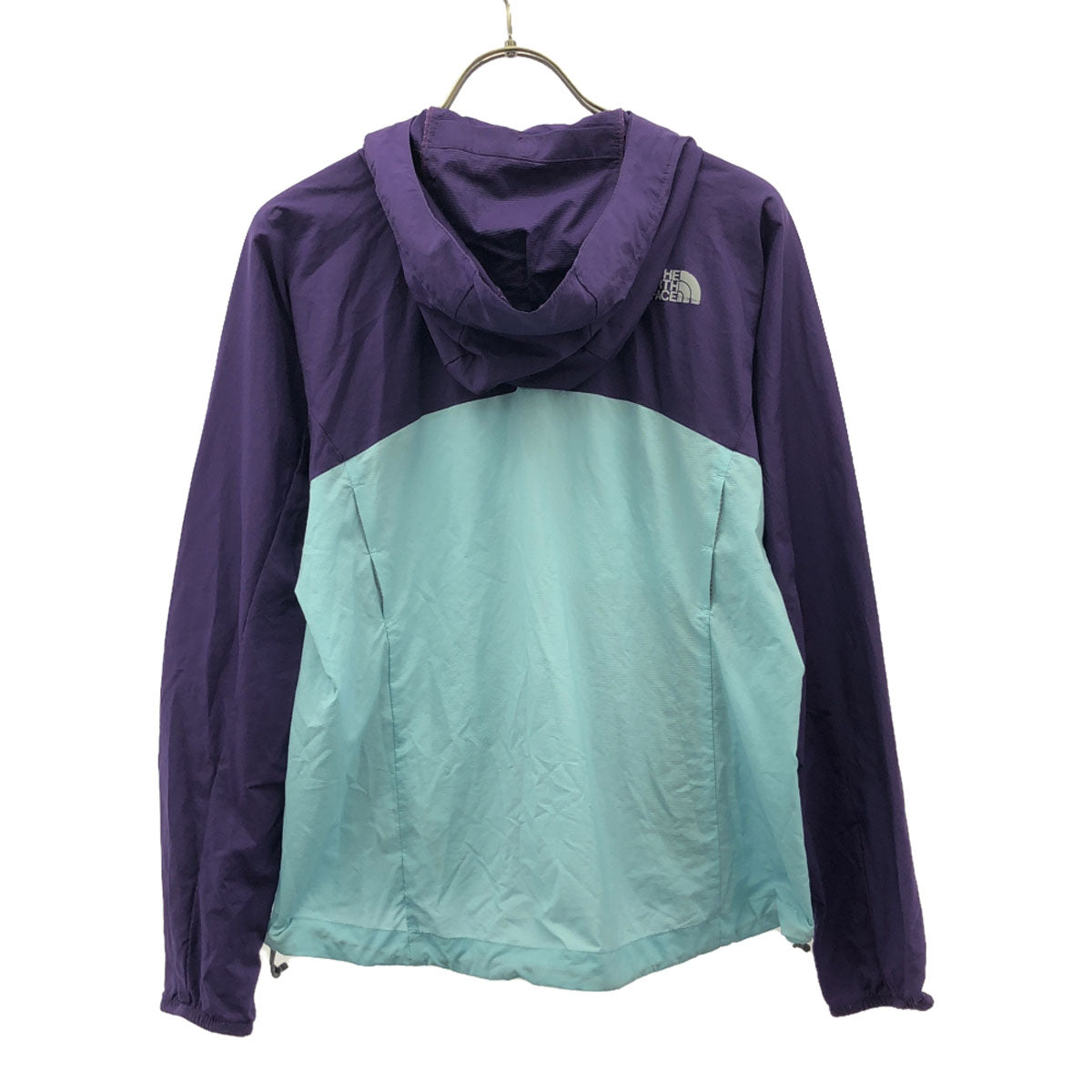 THE NORTH FACE ザノースフェイス ロゴプリント スワローテイルフーディ ナイロンジャケット S パープル×ブルー アウトドア NPW21209 レディース