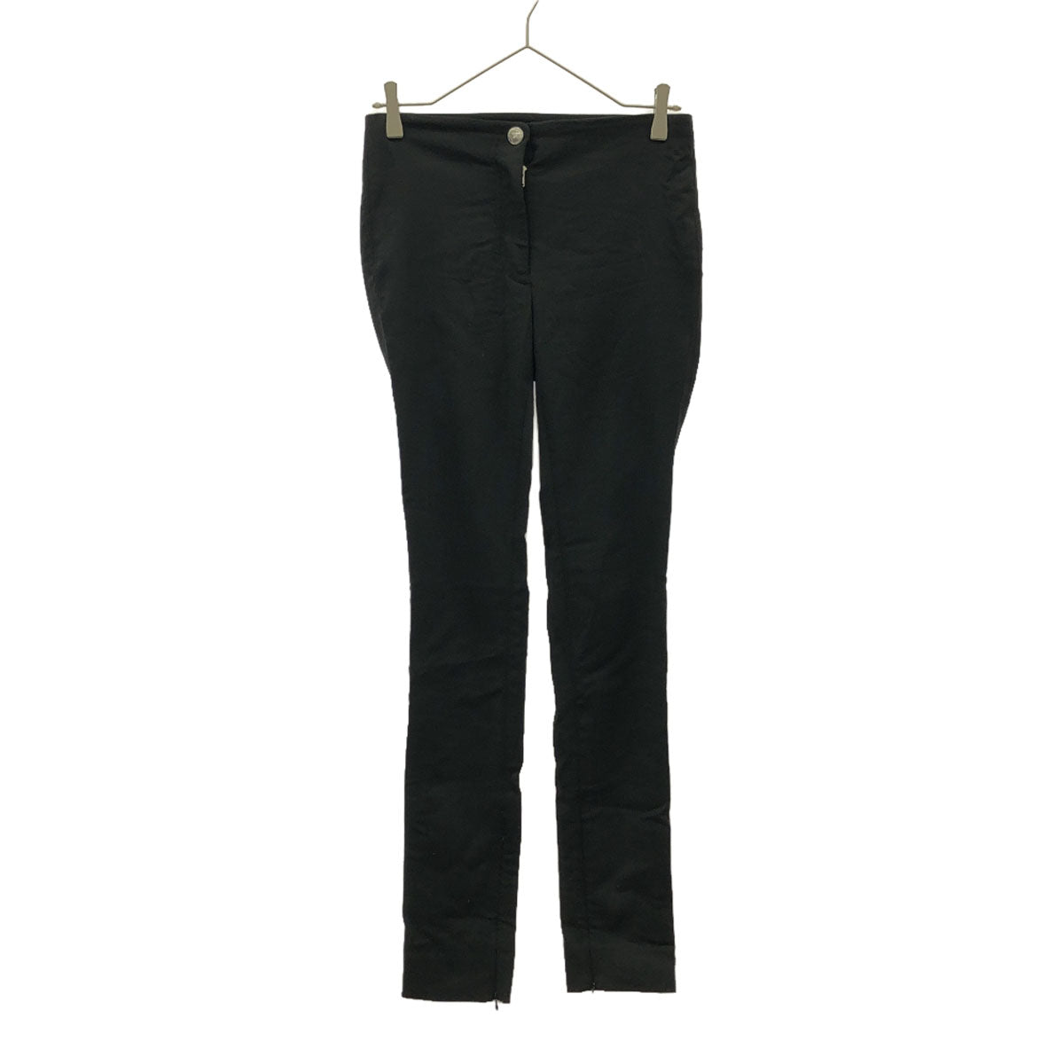 HELMUT LANG ヘルムートラング ウールブレンド スリムパンツ 0 ブラック 裾ZIPスリット レディース