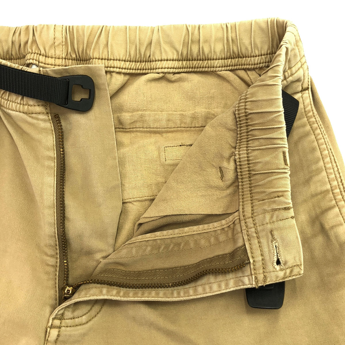Gramicci グラミチ ロゴワッペン クライミング チノパンツ M ベージュ アウトドア ウェビングベルト ウエストゴム メンズ