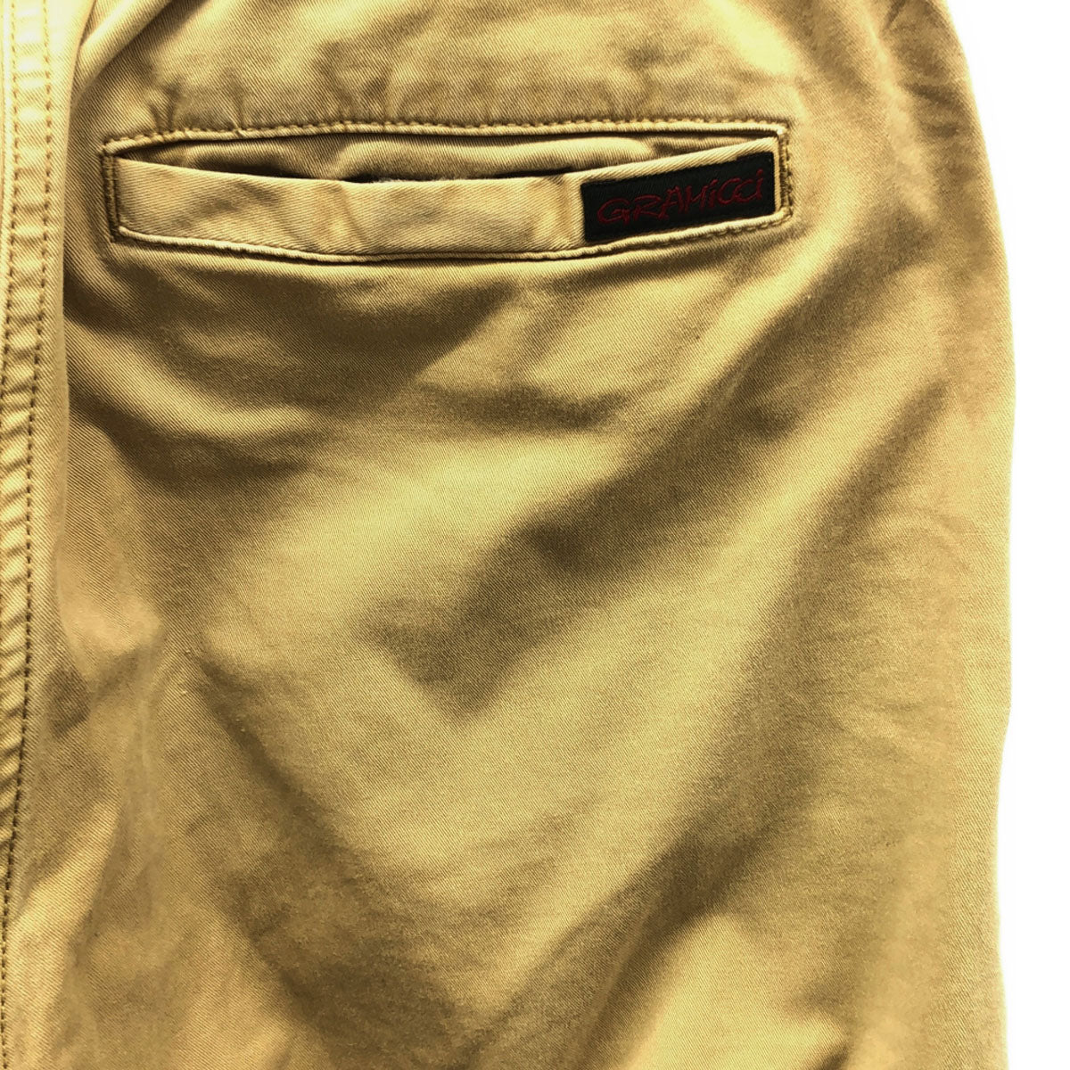 Gramicci グラミチ ロゴワッペン クライミング チノパンツ M ベージュ アウトドア ウェビングベルト ウエストゴム メンズ