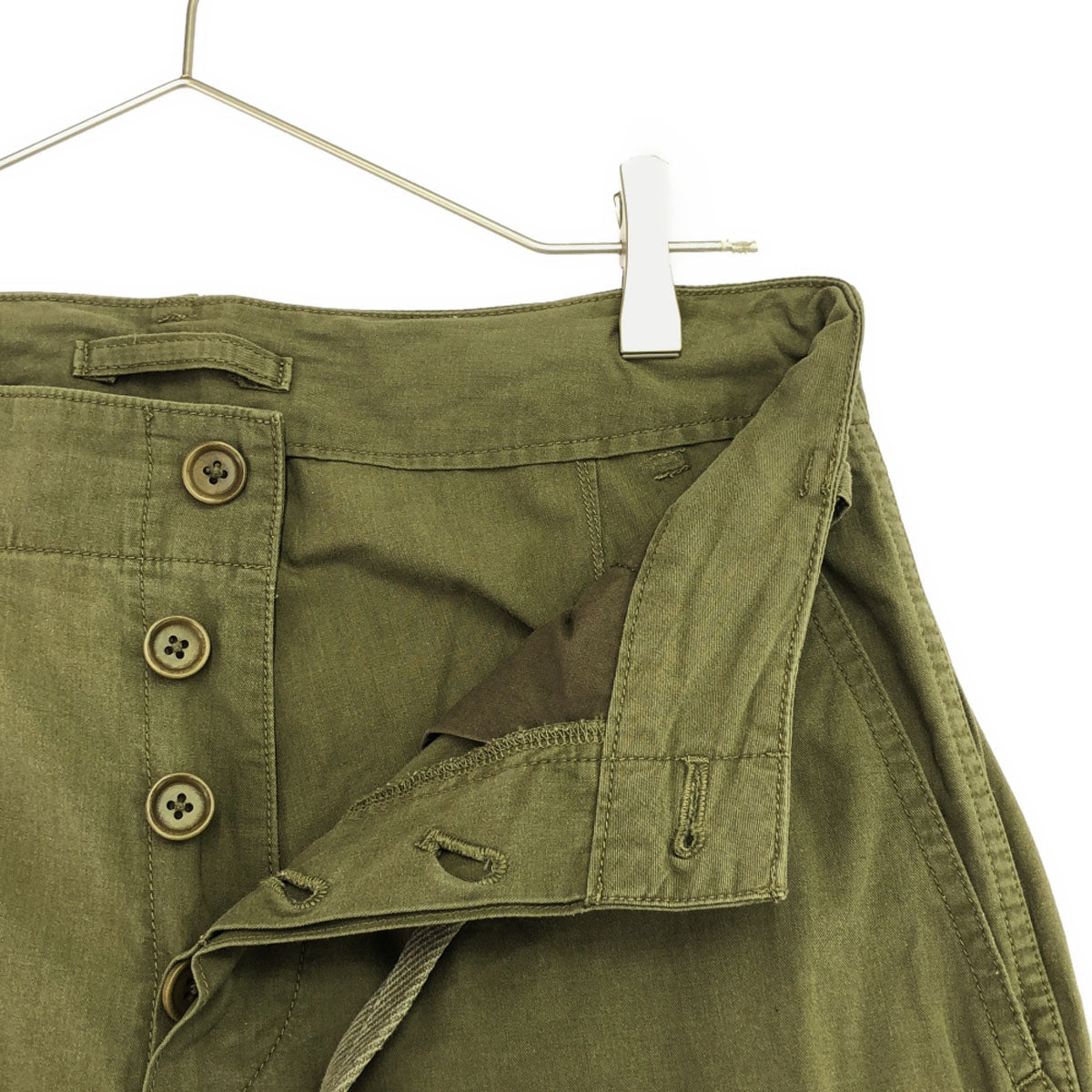 Nigel Cabourn ナイジェルケーボン クロップド カーゴパンツ カーキ ボタンフライ レディース