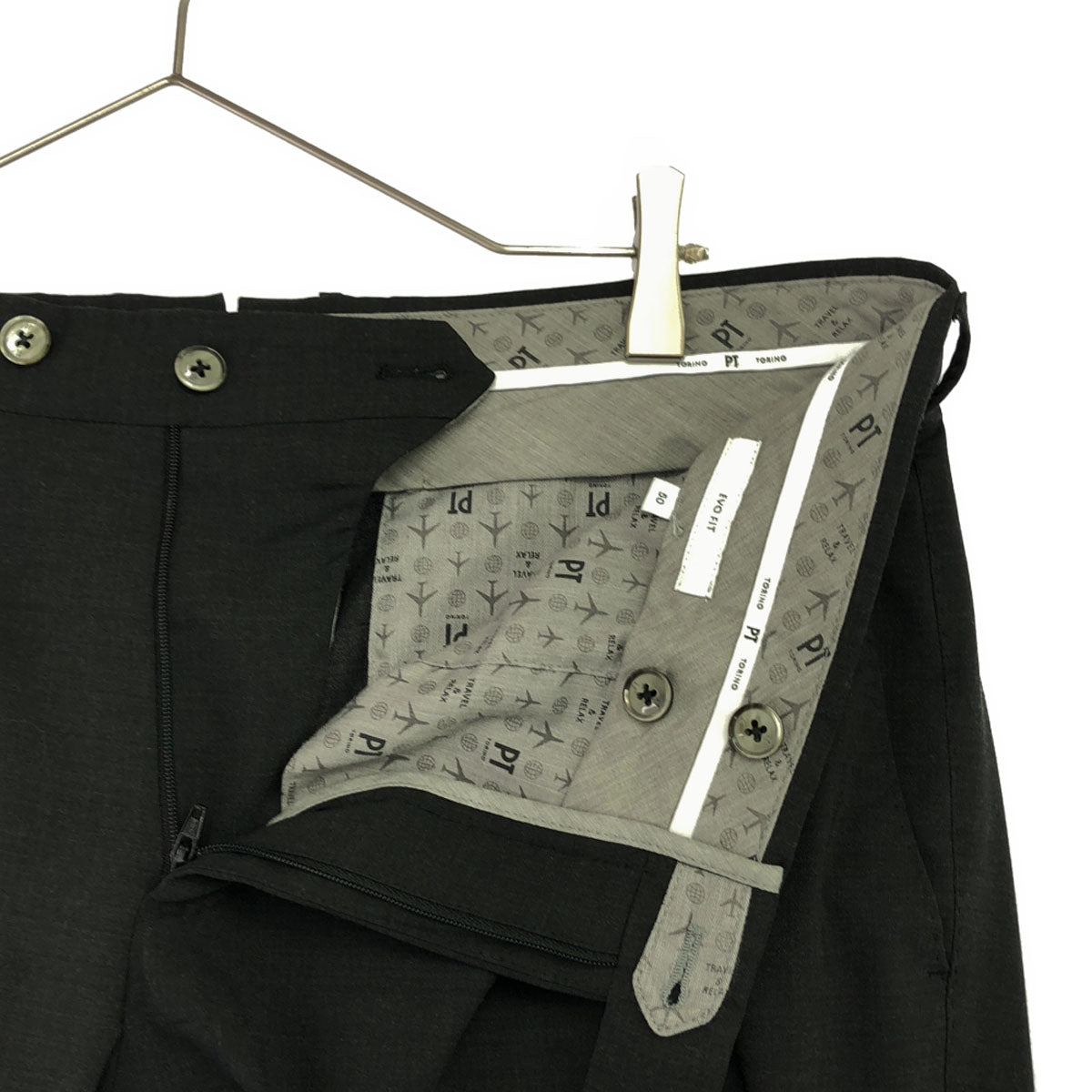 PT TORINO ピーティートリノ ウールブレンド スラックスパンツ 50 チャコールグレー センタープレス ダブル仕上げ メンズ