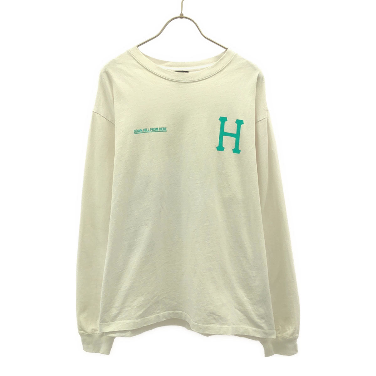 HUF ハフ バックプリント 長袖 Tシャツ L ホワイト ロンT カットソー メンズ