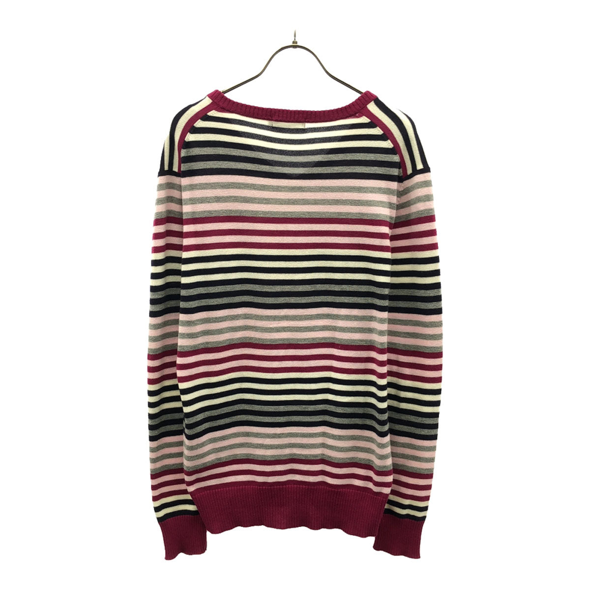 BURBERRY BLACK LABEL バーバリーブラックレーベル 三陽商会 ボーダー 長袖 Vネック セーター 2 ピンク系 ニット メンズ