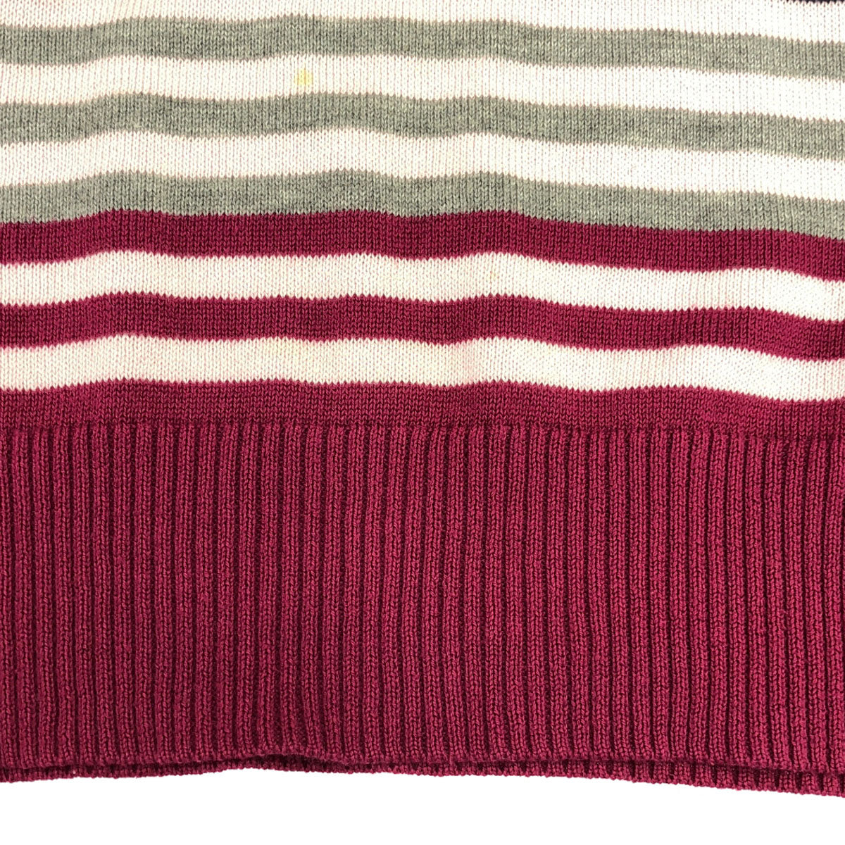 BURBERRY BLACK LABEL バーバリーブラックレーベル 三陽商会 ボーダー 長袖 Vネック セーター 2 ピンク系 ニット メンズ