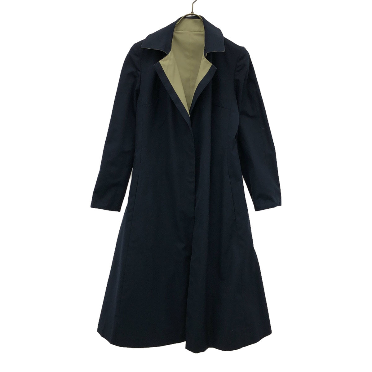 Aquascutum アクアスキュータム 80s イングランド製 オールド リバーシブル コート ネイビー×ベージュ レディース