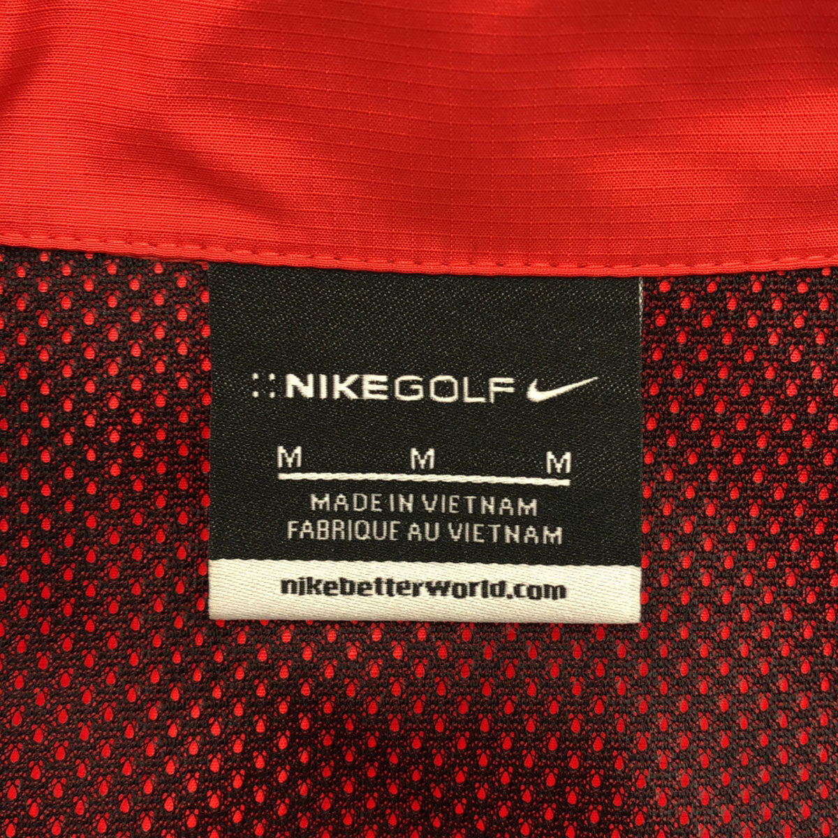 NIKE ナイキ ロゴプリント ゴルフ ウインドブレーカー M レッド ダブルファスナー トレーニング ジャケット メンズ
