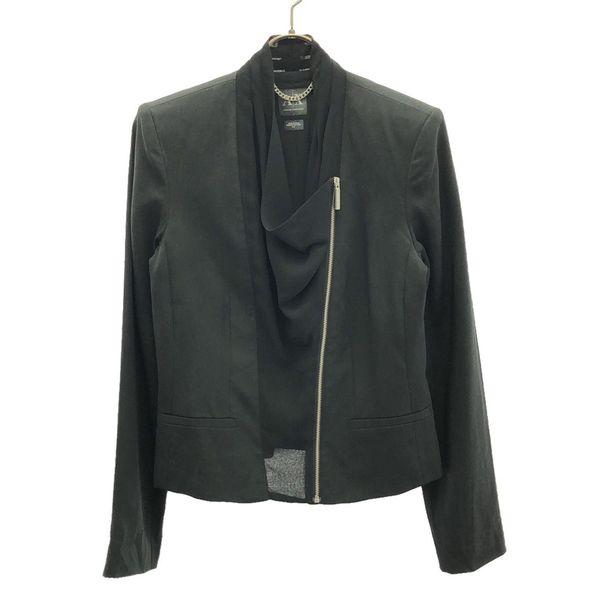 ARMANI EXCHANGE アルマーニ エクスチェンジ ノーカラー ジップジャケット S/P ブラック レディース