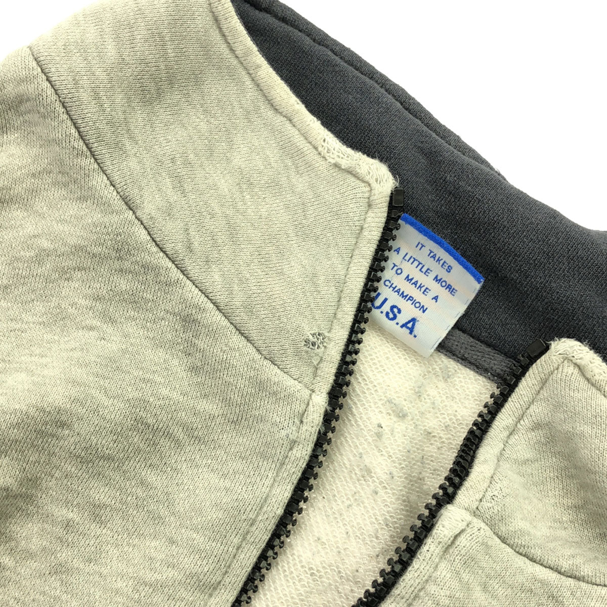 Champion チャンピオン ロゴプリント 長袖 ハーフジップ トレーナー L グレー プルオーバー スウェット メンズ