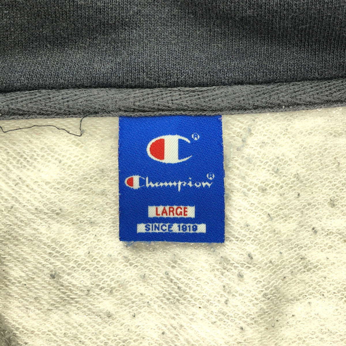 Champion チャンピオン ロゴプリント 長袖 ハーフジップ トレーナー L グレー プルオーバー スウェット メンズ