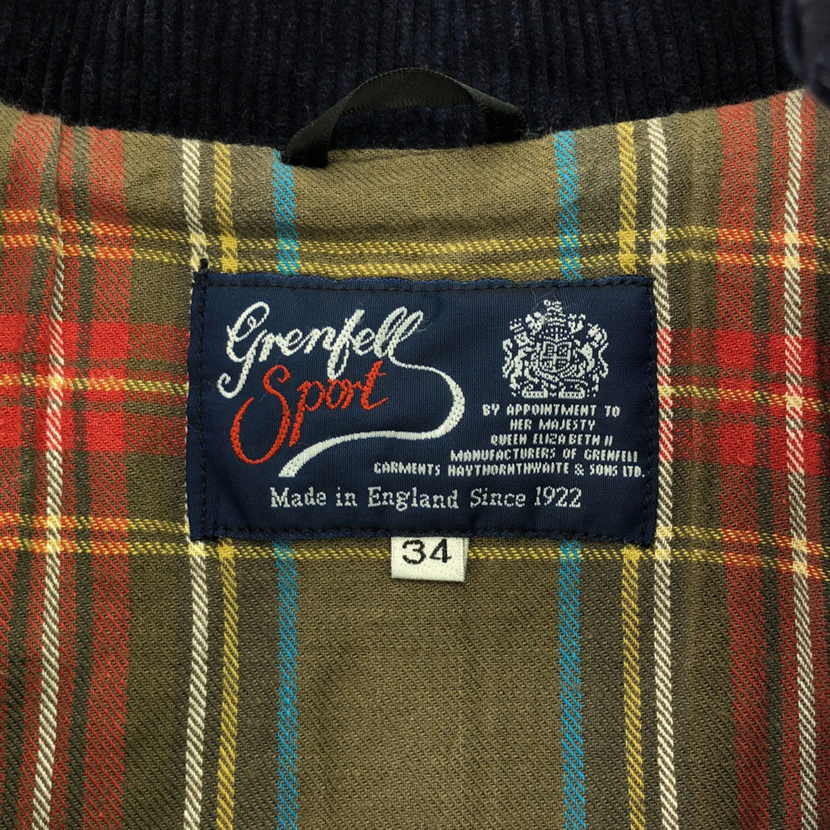 GRENFELL グレンフェル 英国製 スイングトップ 34 ネイビー 裏チェック ジャケット メンズ
