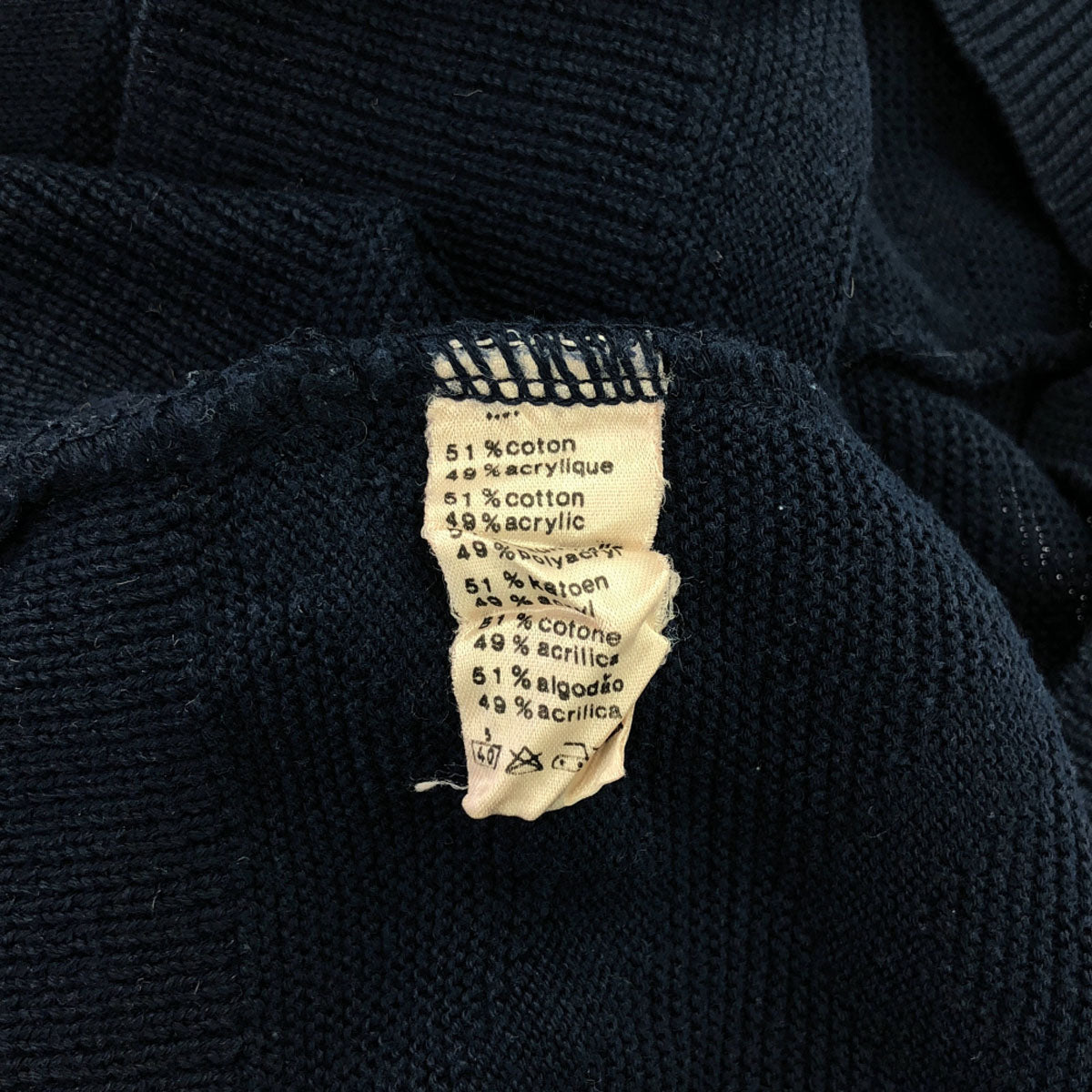 CHEMISE LACOSTE シュミーズラコステ 70s 80s フランス製 ヴィンテージ フレラコ ロゴワッペン 長袖 セーター 4 ネイビー ニット メンズ