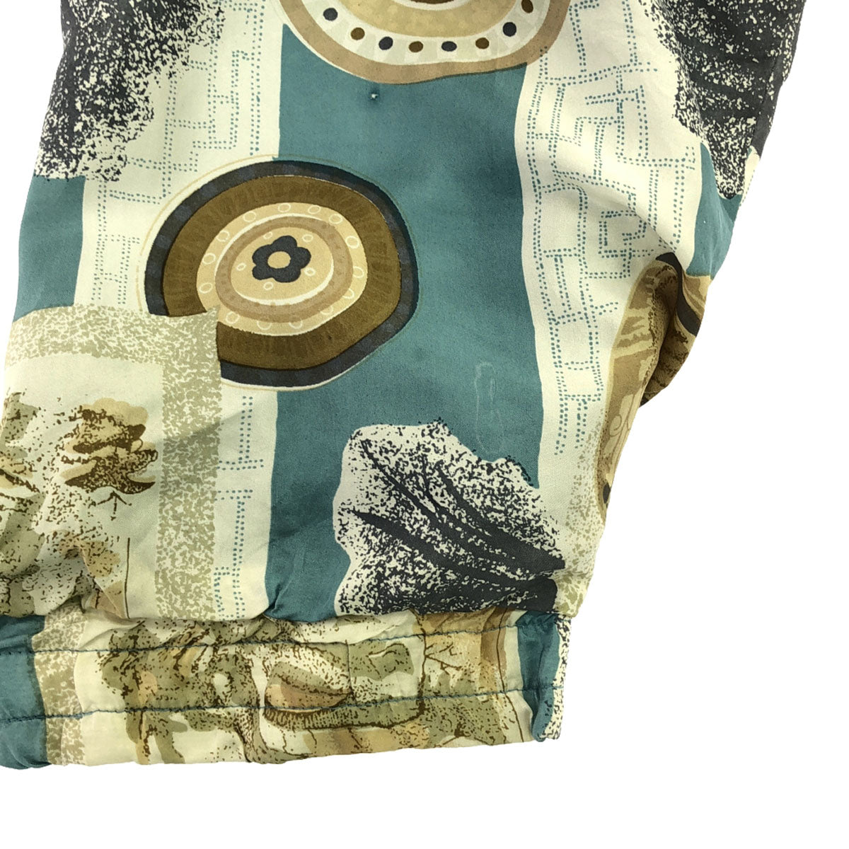 フーダ 80s 90s シルク100% オールド 総柄 ジップジャケット M ブルー系×ホワイト ブルゾン メンズ