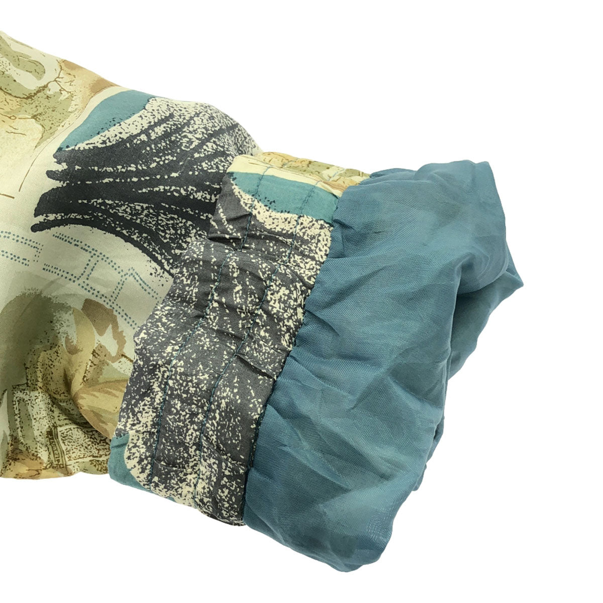 フーダ 80s 90s シルク100% オールド 総柄 ジップジャケット M ブルー系×ホワイト ブルゾン メンズ