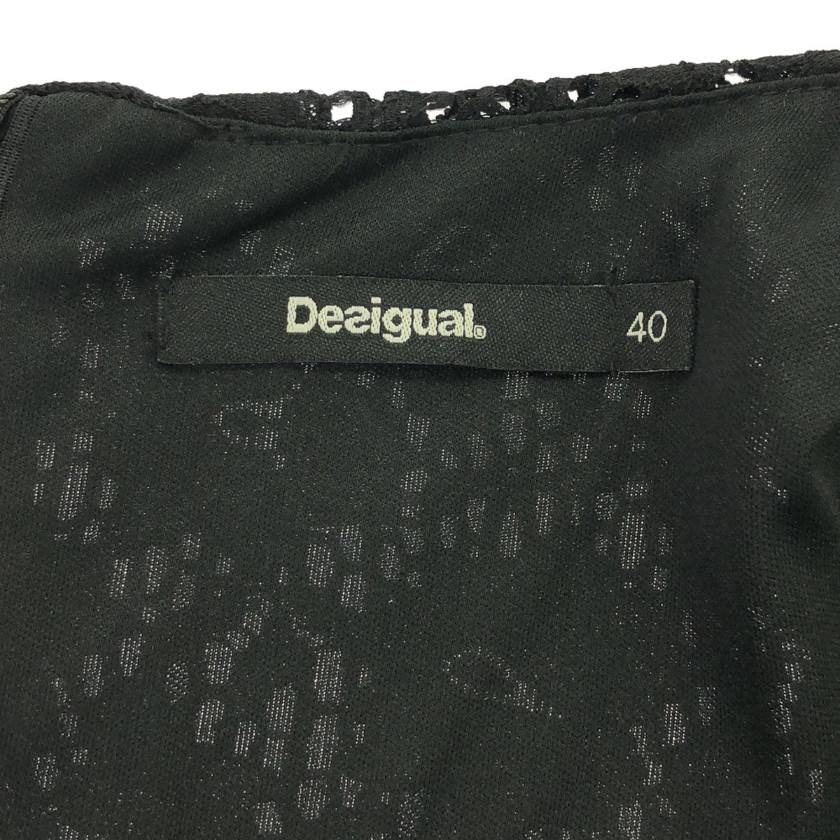 Desigual デシグアル 刺繍 花柄 長袖 レース ワンピース 40 ブラック レディース
