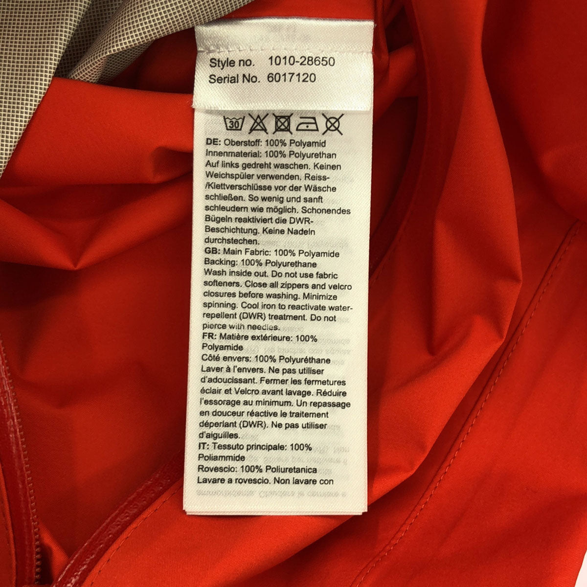 Mammut マムート ロゴ刺繍 長袖 マウンテンパーカー S オレンジ系 収納袋付き ダブルファスナー アウトドア メンズ