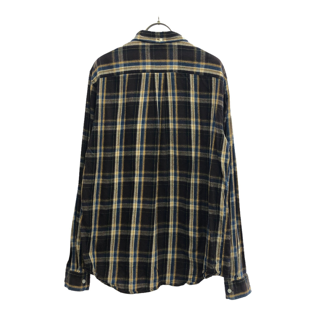 STUSSY ステューシー 日本製 チェック柄 長袖 ボタンダウンシャツ L ブラウン系×ブルー メンズ
