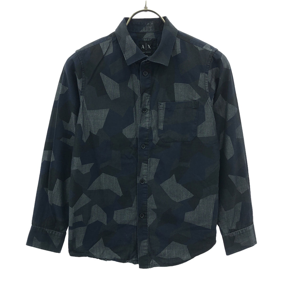 ARMANI EXCHANGE アルマーニエクスチェンジ 幾何学柄 長袖 シャツ 10A142CM グレー×ネイビー キッズ