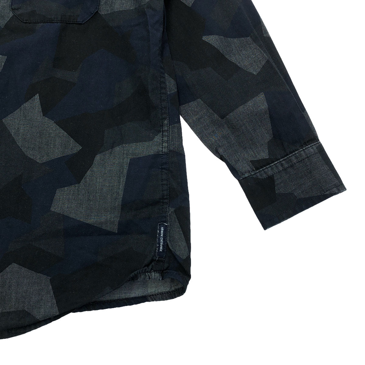 ARMANI EXCHANGE アルマーニエクスチェンジ 幾何学柄 長袖 シャツ 10A142CM グレー×ネイビー キッズ
