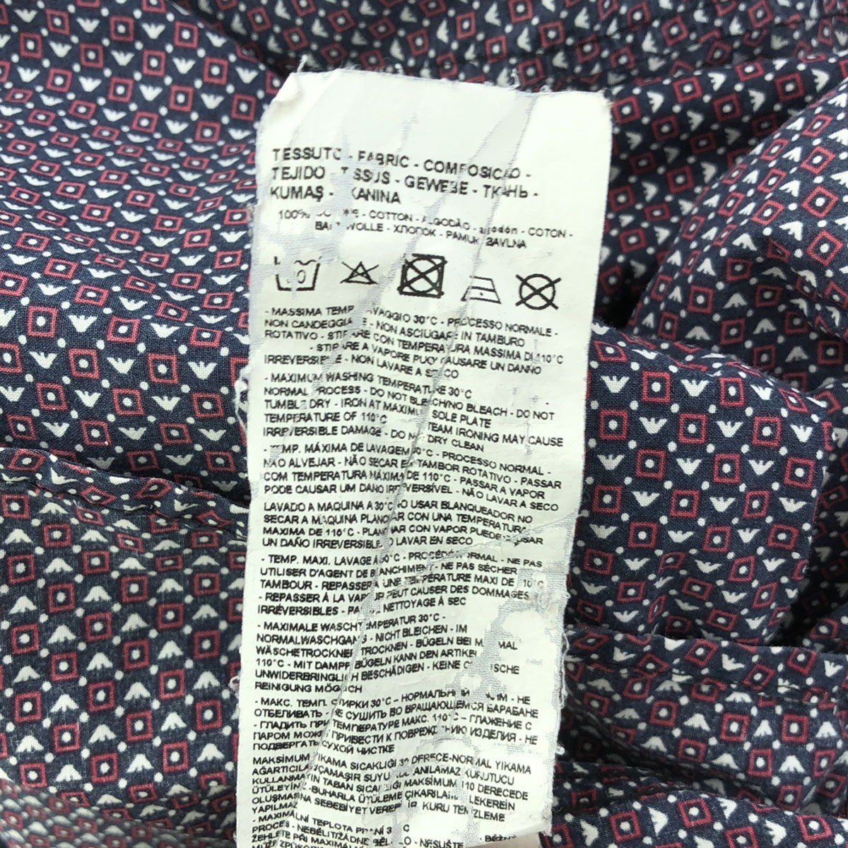 Emporio Armani エンポリオアルマーニ 総柄 長袖 シャツ 14A166CM ネイビー×レッド キッズ