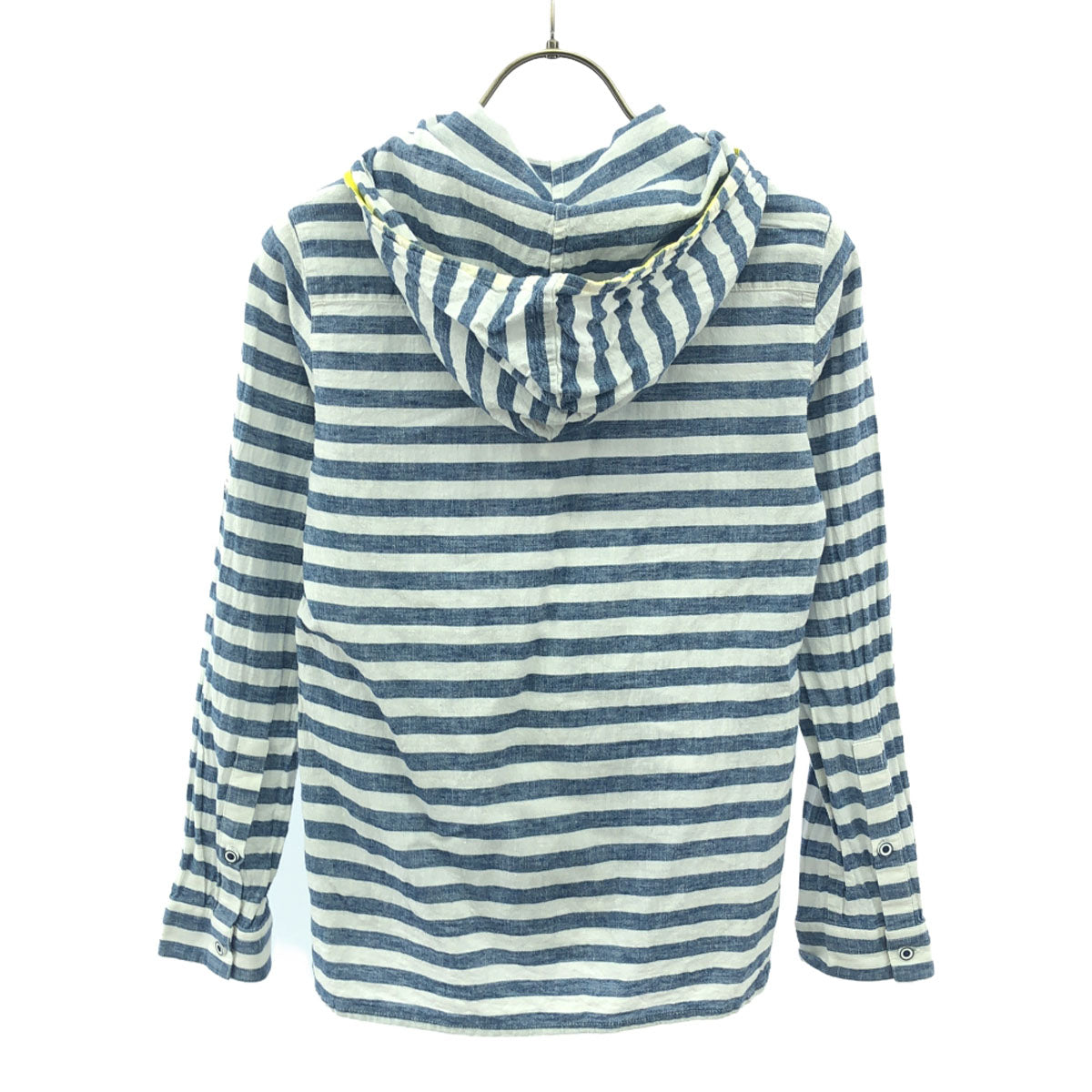 ARMANI JUNIOR アルマーニジュニア ボーダー ロゴ刺繍 長袖 パーカー 10A ブルー×ホワイト キッズ