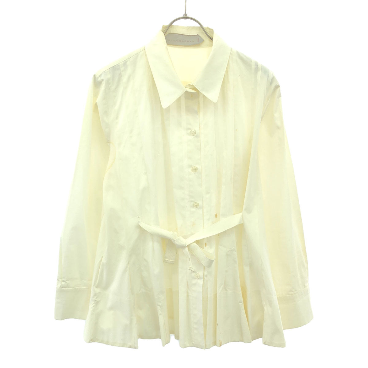 SCHUMACHER シューマッハ 長袖 ウエストリボン付き ブラウス L ホワイト シャツ レディース