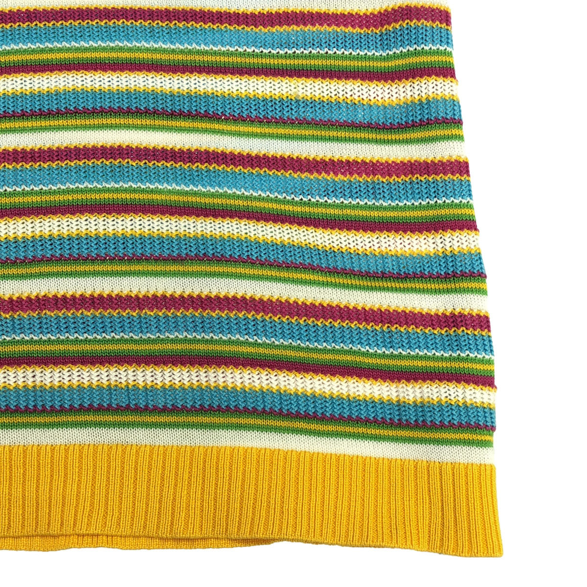 YVES SAINT LAURENT イヴサンローラン 90s オールド ボーダー柄 長袖 コットンニット カーディガン M イエロー系 レディース