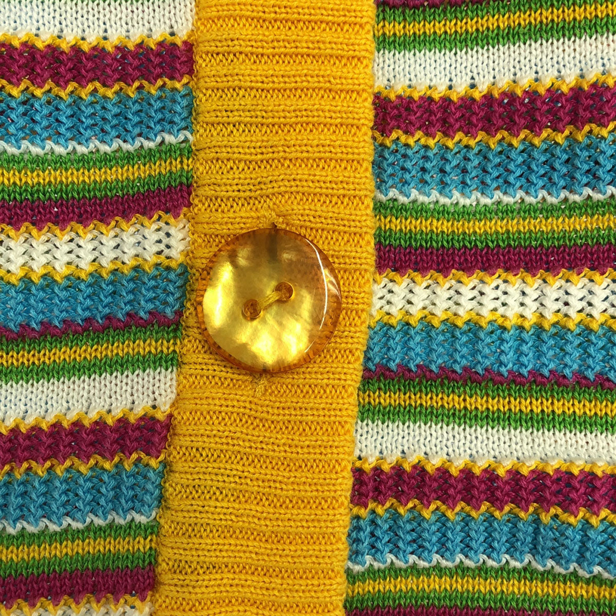 YVES SAINT LAURENT イヴサンローラン 90s オールド ボーダー柄 長袖 コットンニット カーディガン M イエロー系 レディース