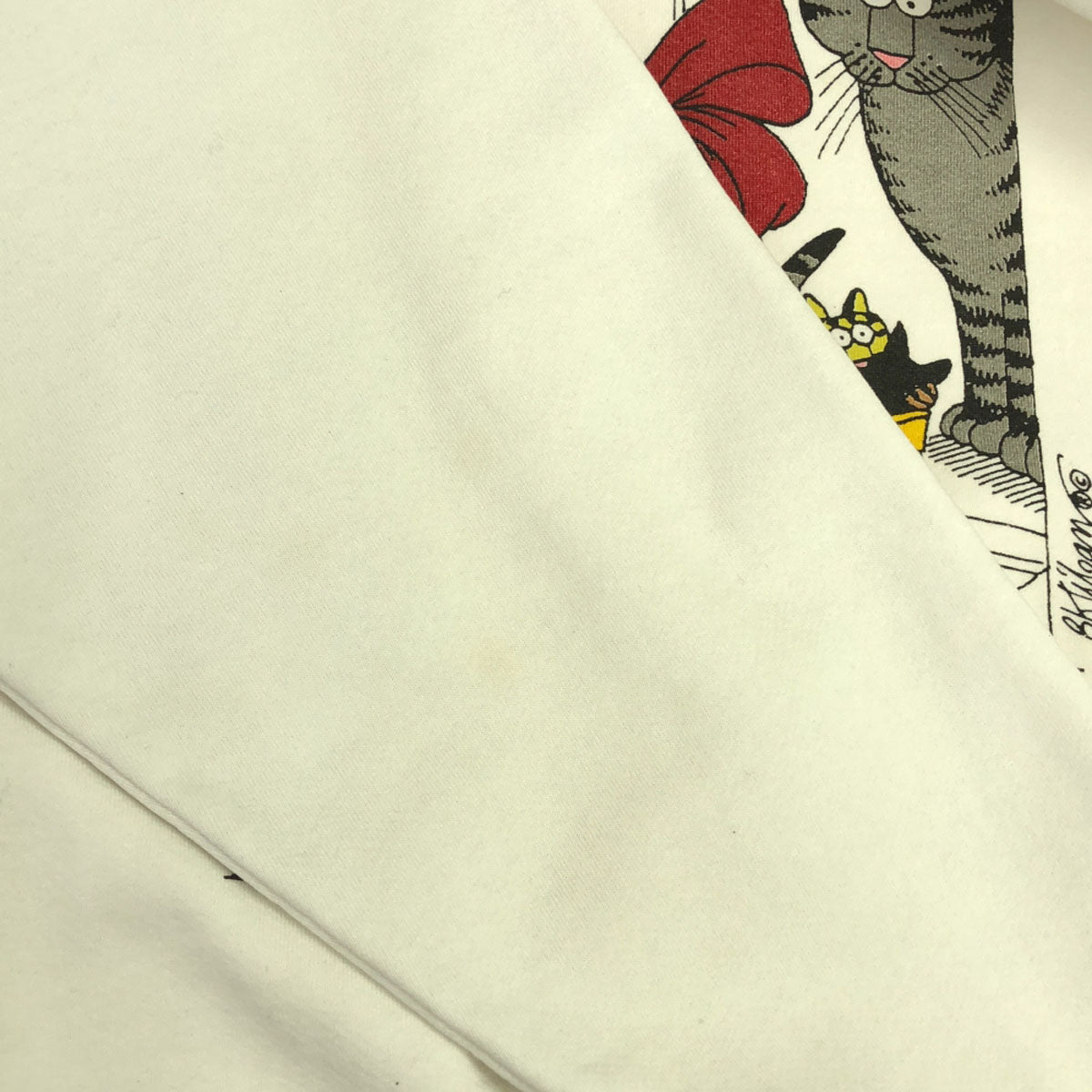 Crazy Shirt クレイジーシャツ 90s USA製 オールド プリント柄 長袖 スウェット S ホワイト トレーナー クリバンキャット バックプリント メンズ