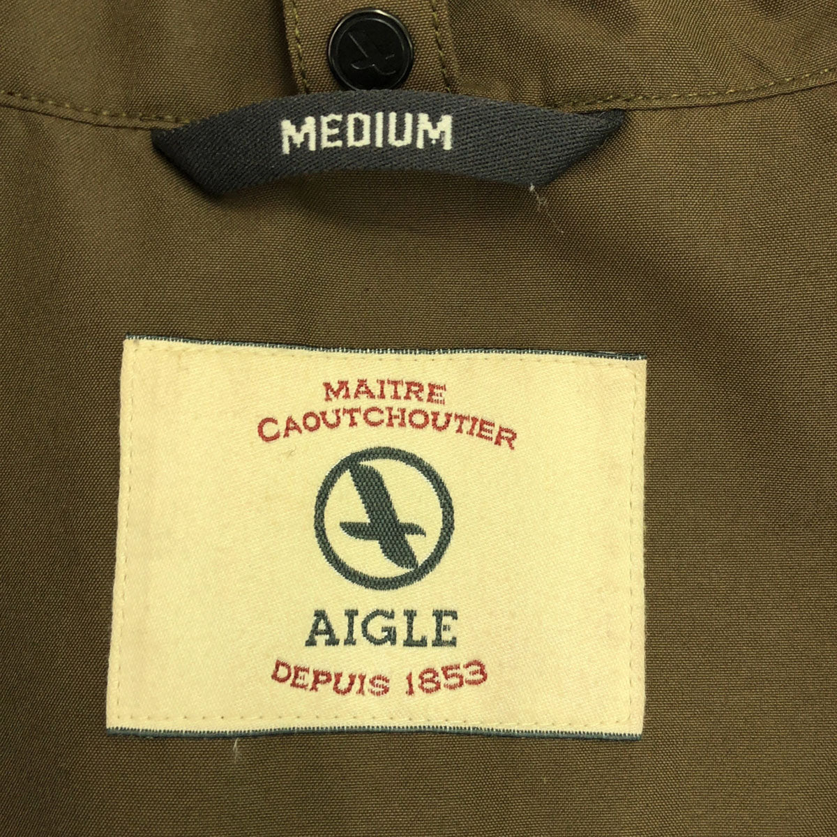 AIGLE エーグル GORE-TEX ロゴワッペン ジップジャケット M カーキ アウトドア メンズ