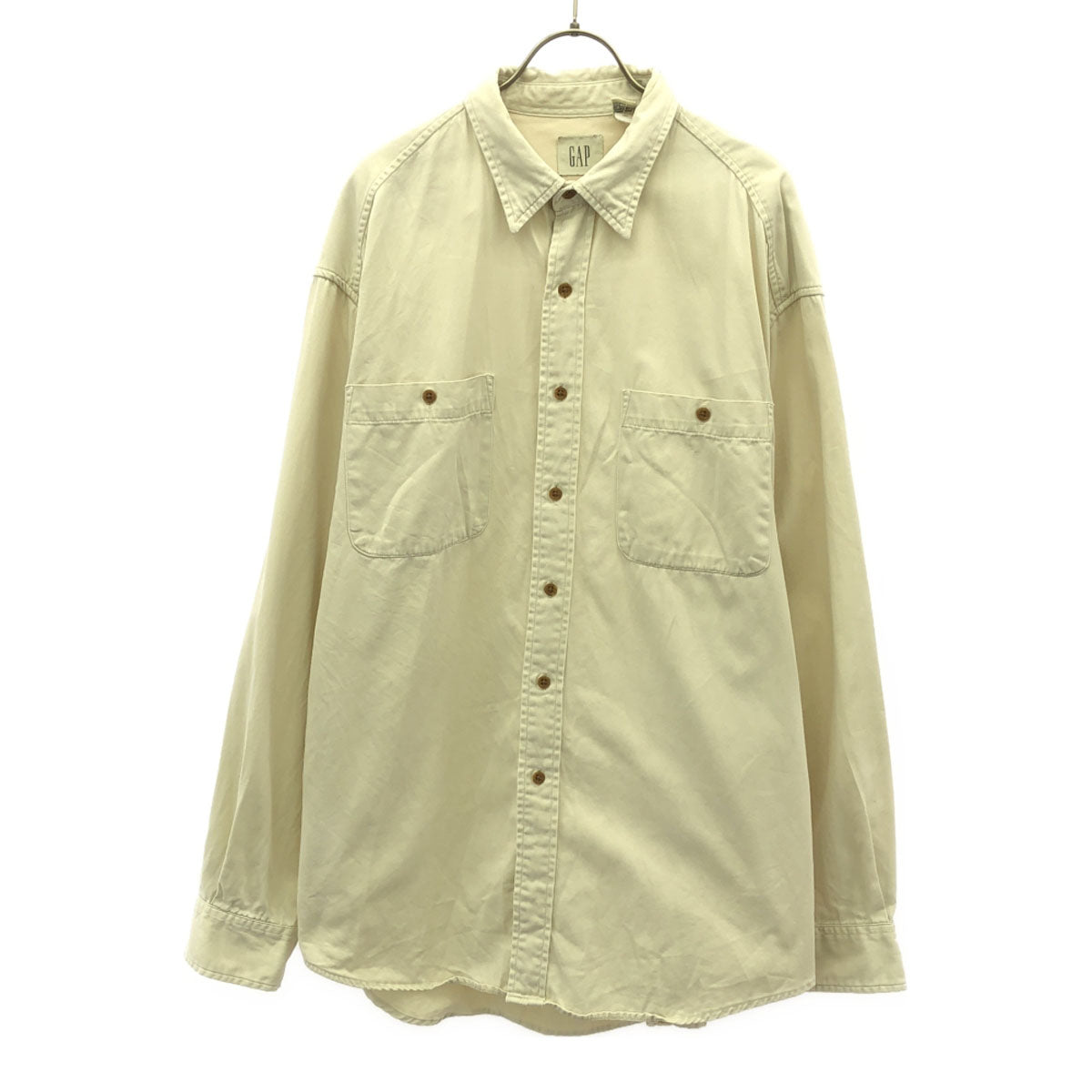 GAP ギャップ 90s オールド 長袖 コットンシャツ L クリーム メンズ