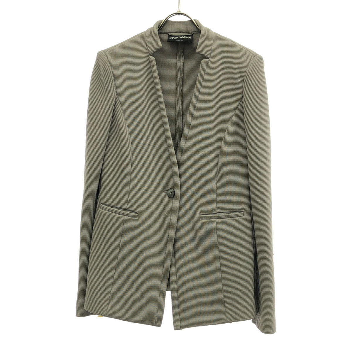 Emporio Armani エンポリオアルマーニ イタリア製 ノーカラージャケット 44 ブラック レディース