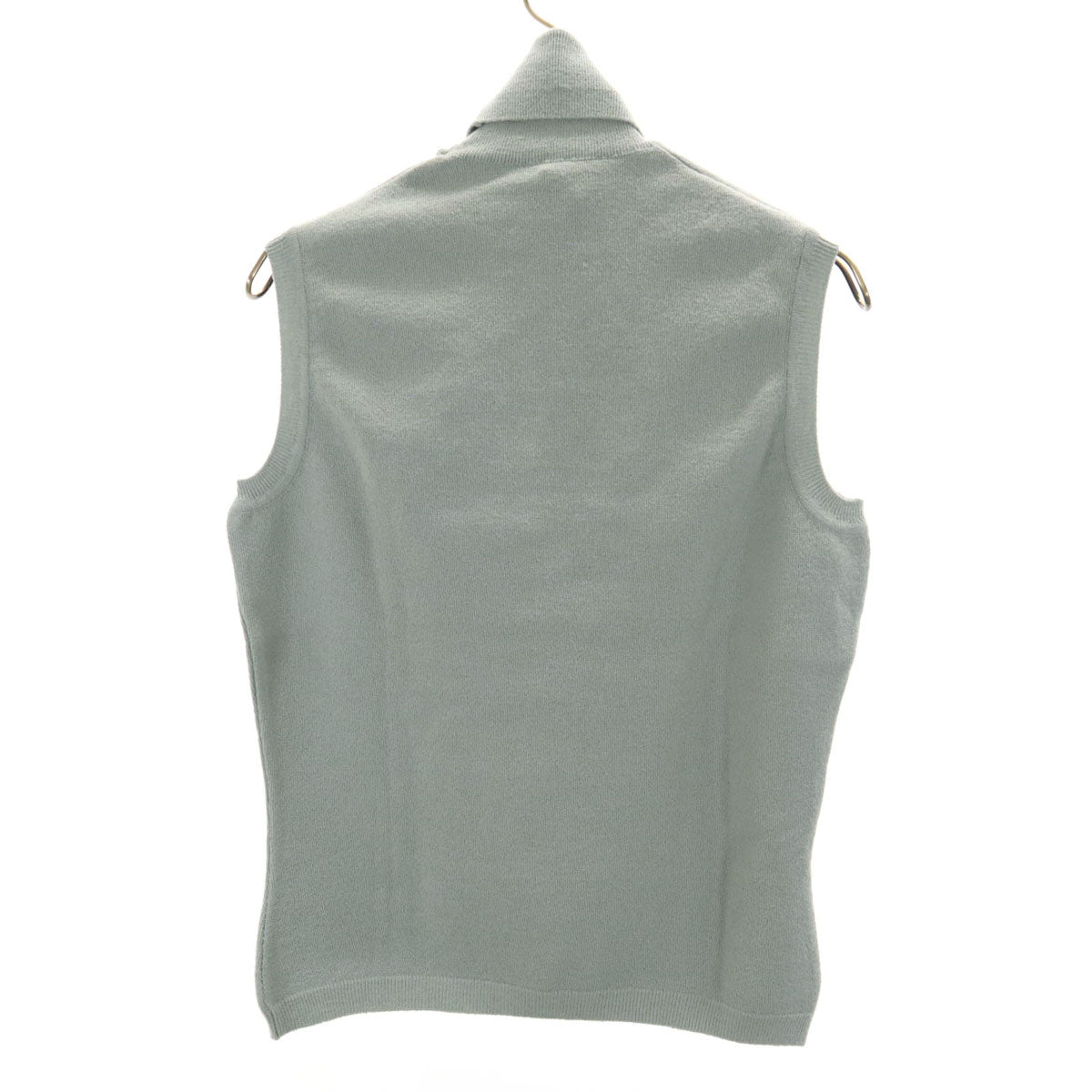 未使用 MOSCHINO モスキーノ イタリア製 ウールブレンド ノースリーブ タートルネック ニット 46 ライトブルー セーター レディース