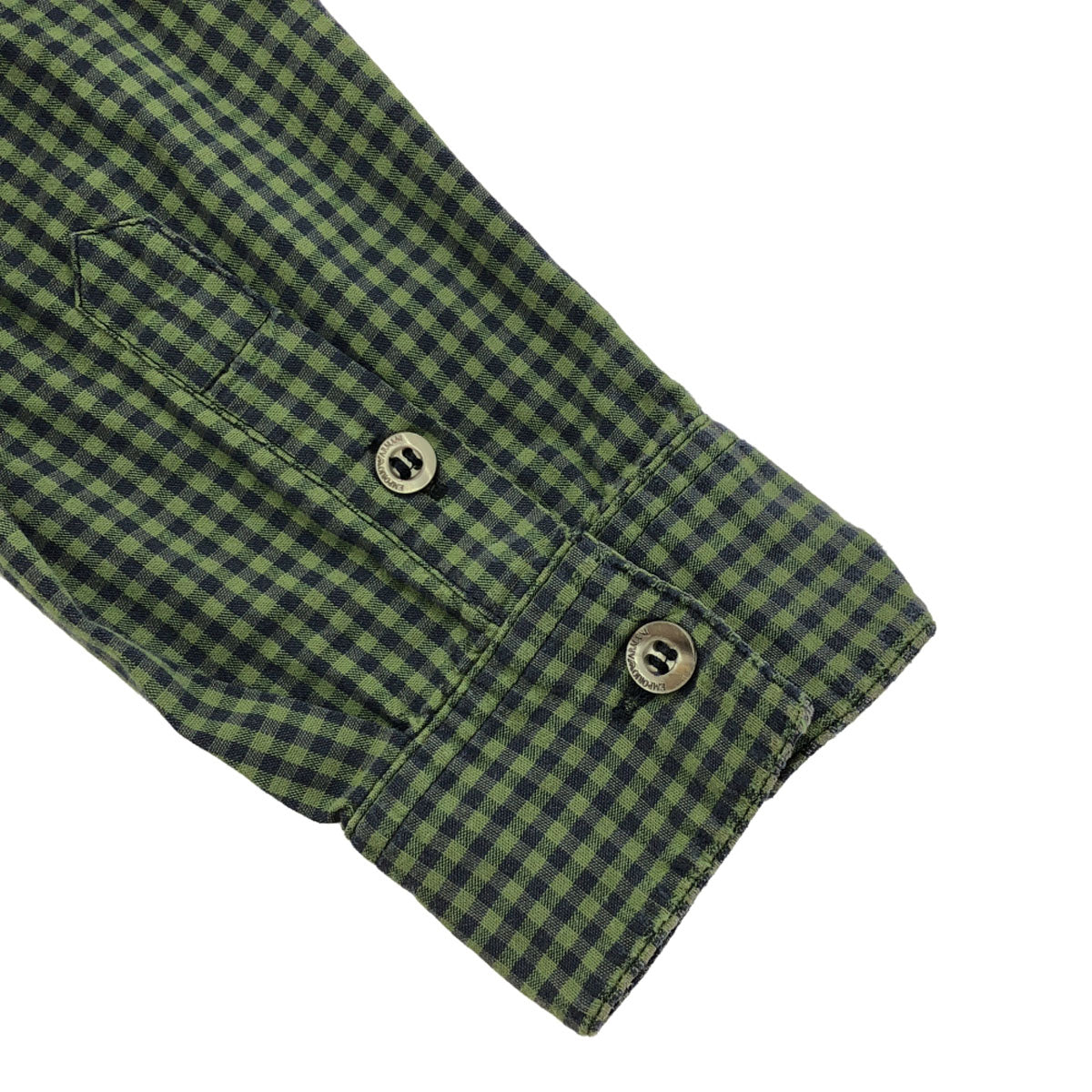 Emporio Armani エンポリオアルマーニ チェック柄 ロゴ刺繍 長袖 シャツ 12A グリーン系 キッズ
