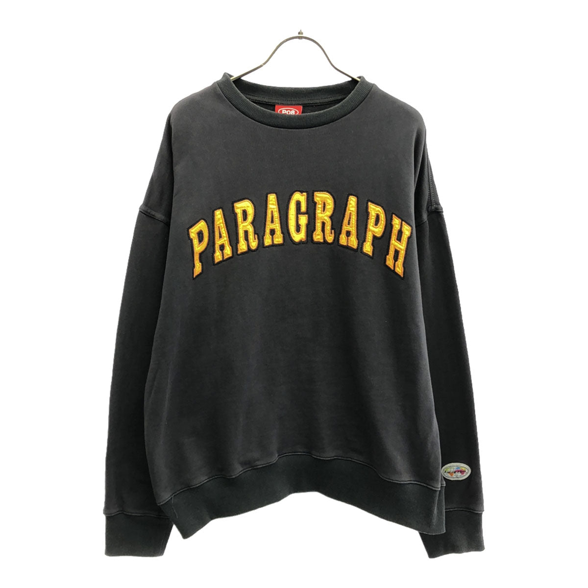 PARAGRAPH パラグラフ P08 フロントビッグアーチロゴ 長袖 スウェット ブラック トレーナー メンズ