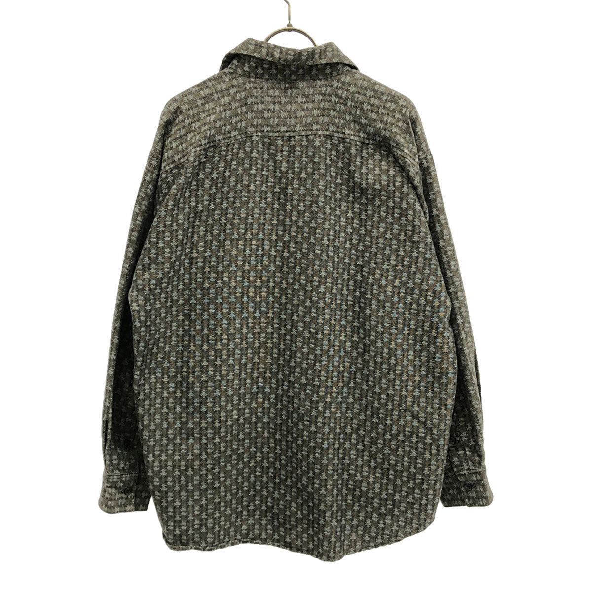 LONDON FOG ロンドンフォグ 80s ヴィンテージ 総柄 長袖 シャツ M グレー×ブラウン メンズ