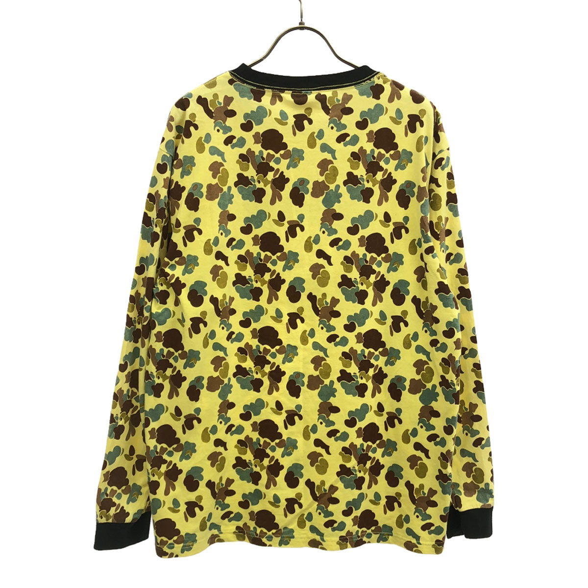 XLARGE エクストララージ 総柄 プリント 長袖 Tシャツ L イエロー系 ロンT メンズ