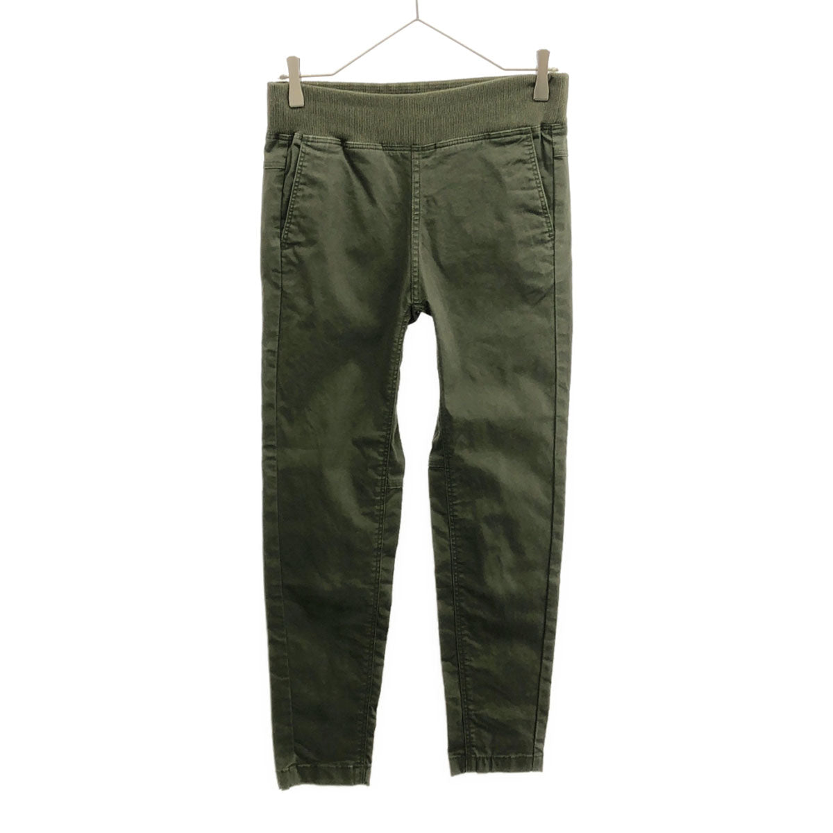 THE NORTH FACE ザノースフェイス ロゴ刺繍 ウエストリブ スリム ストレッチパンツ S カーキ アウトドア レディース