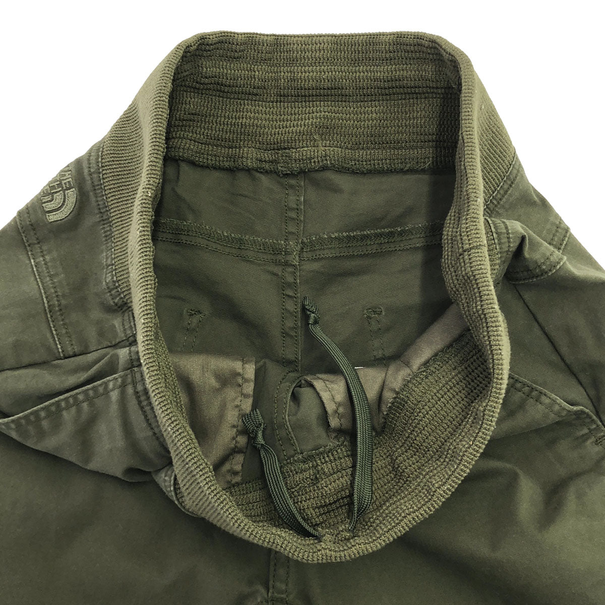 THE NORTH FACE ザノースフェイス ロゴ刺繍 ウエストリブ スリム ストレッチパンツ S カーキ アウトドア レディース