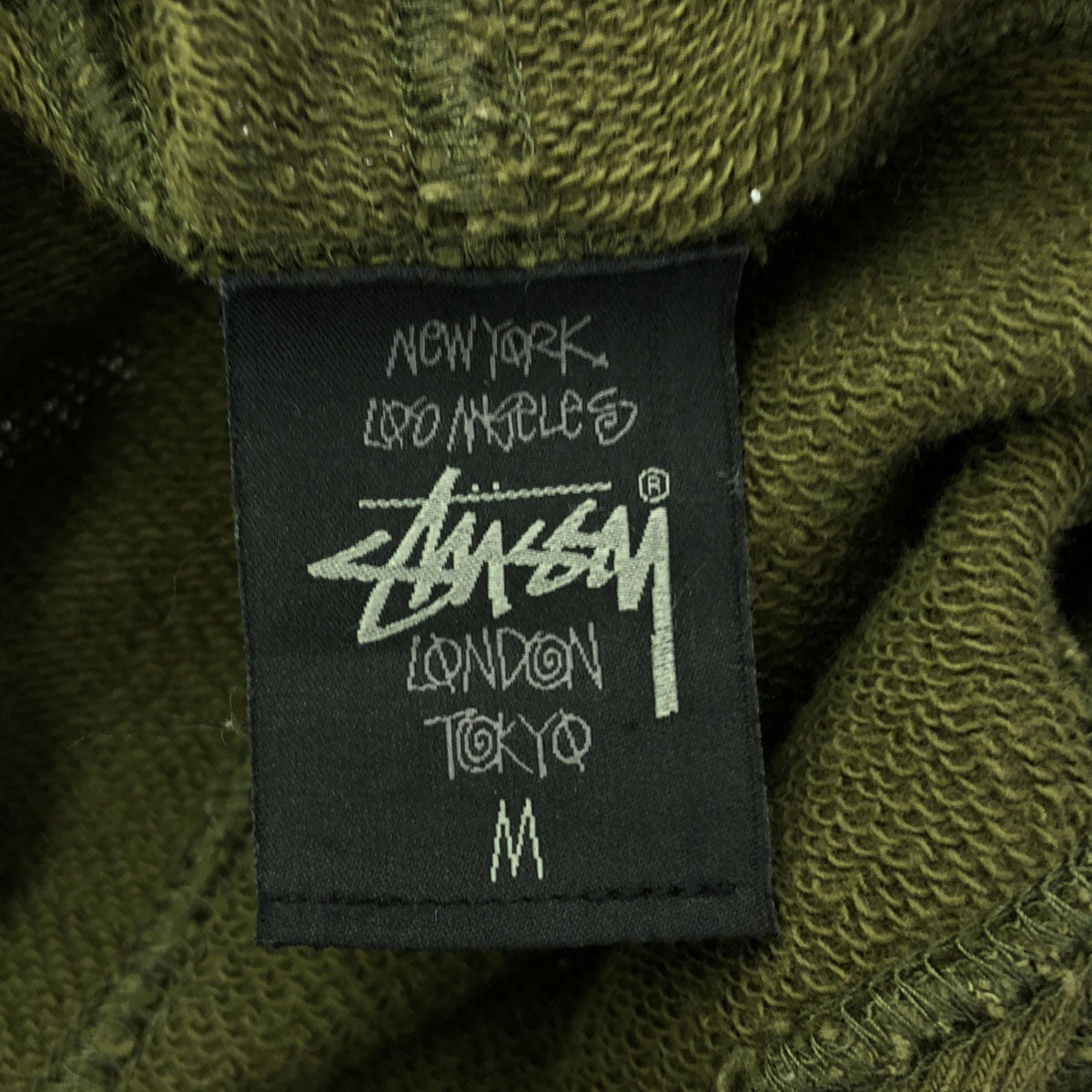 STUSSY ステューシー 日本製 長袖 スウェット ジップパーカー M カーキ メンズ
