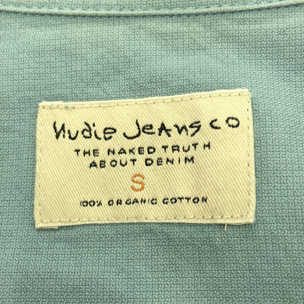 Nudie Jeans ヌーディージーンズ プリント柄 半袖 コットンシャツ S ライトブルー メンズ