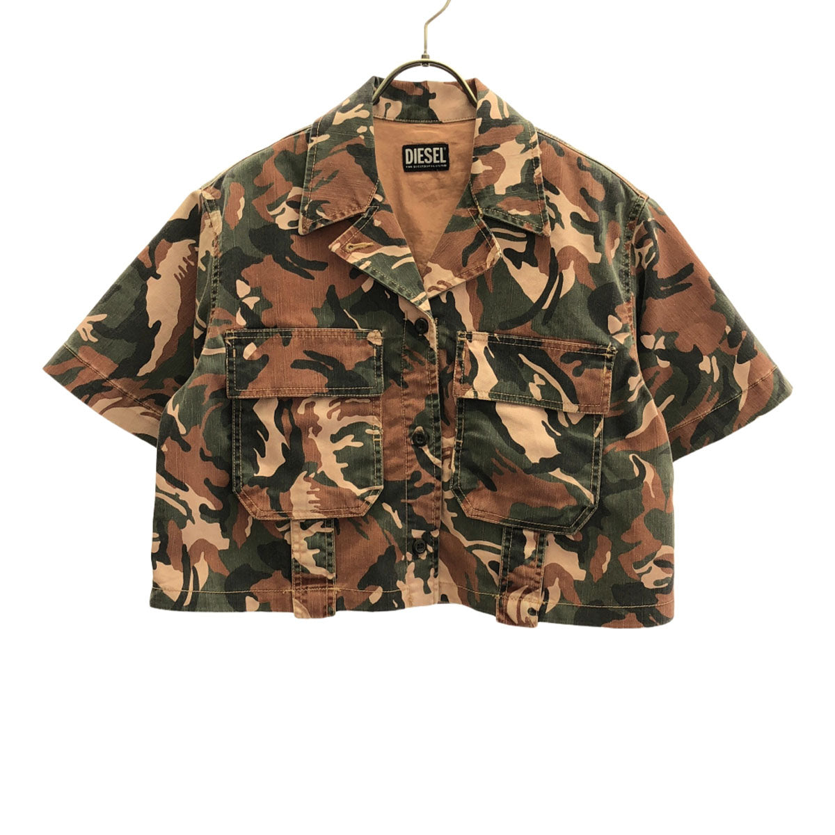 DIESEL ディーゼル カモフラ 半袖 ジャケット XS カーキ系 迷彩柄 レディース