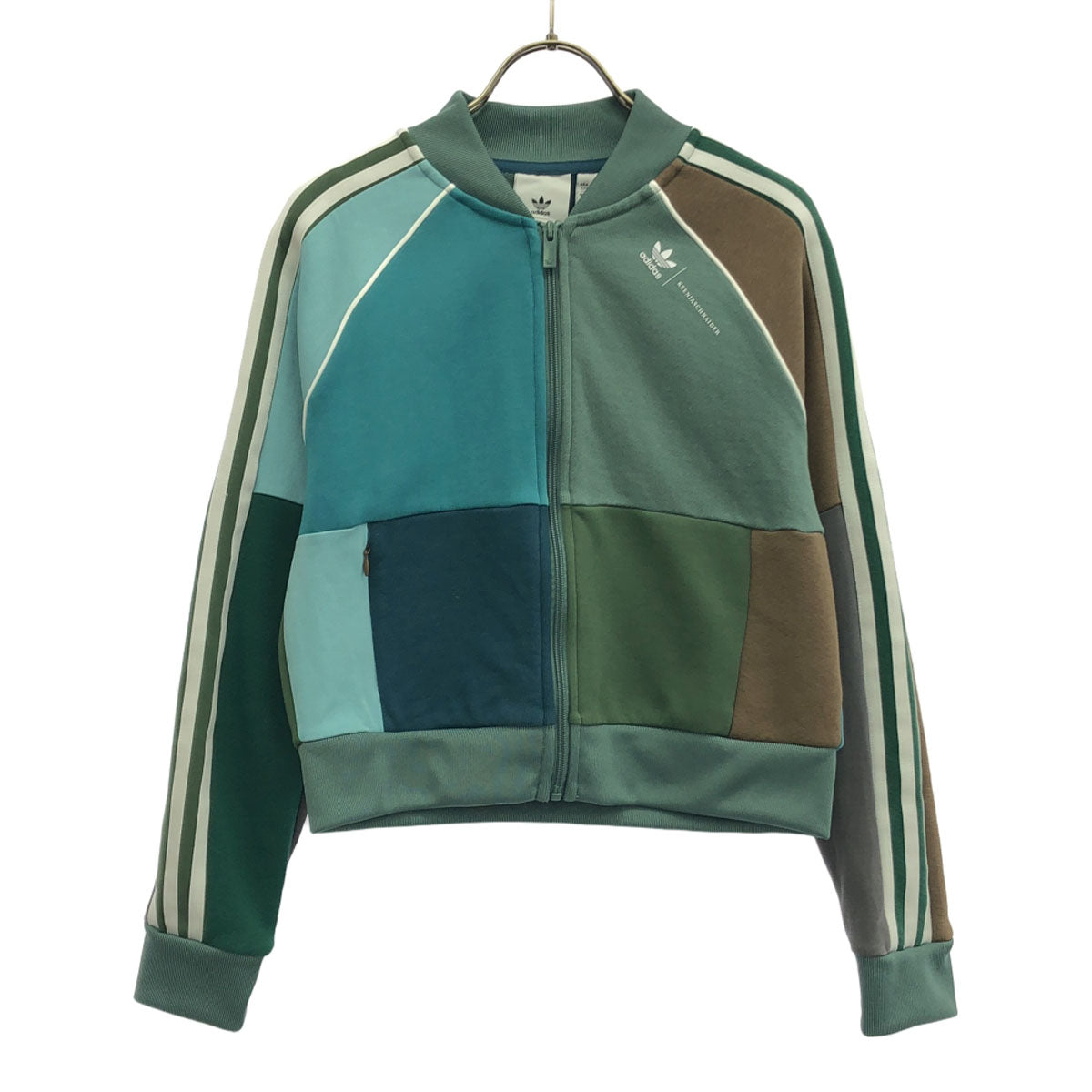 adidas アディダス ロゴプリント 3ストライプ 長袖 スウェット ジップジャケット M レディース
