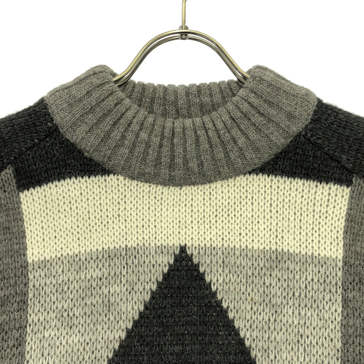 Valentino Garavani ヴァレンティノガラヴァーニ 90s イタリア製 オールド 幾何学 長袖 ニット M グレー系 セーター メンズ
