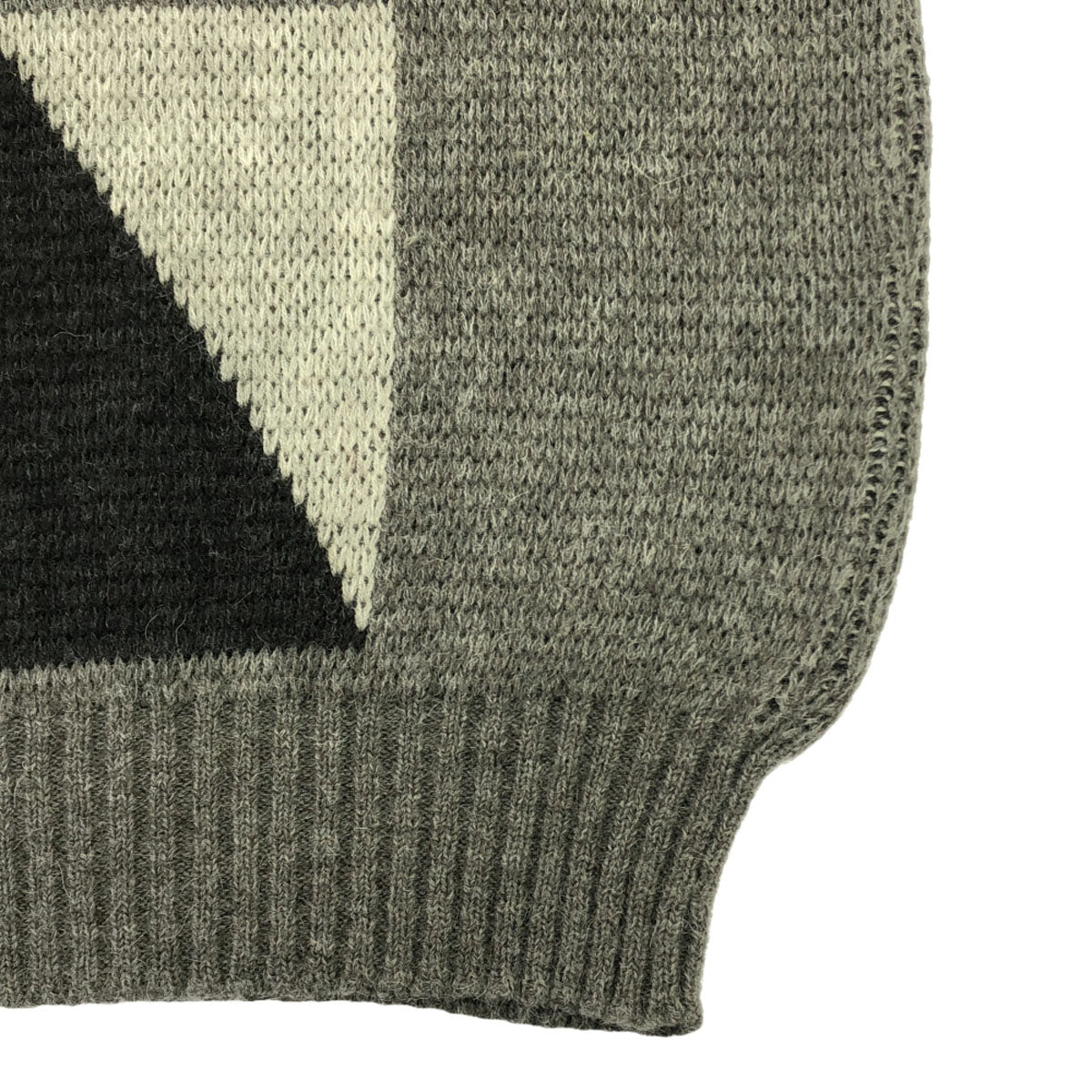 Valentino Garavani ヴァレンティノガラヴァーニ 90s イタリア製 オールド 幾何学 長袖 ニット M グレー系 セーター メンズ