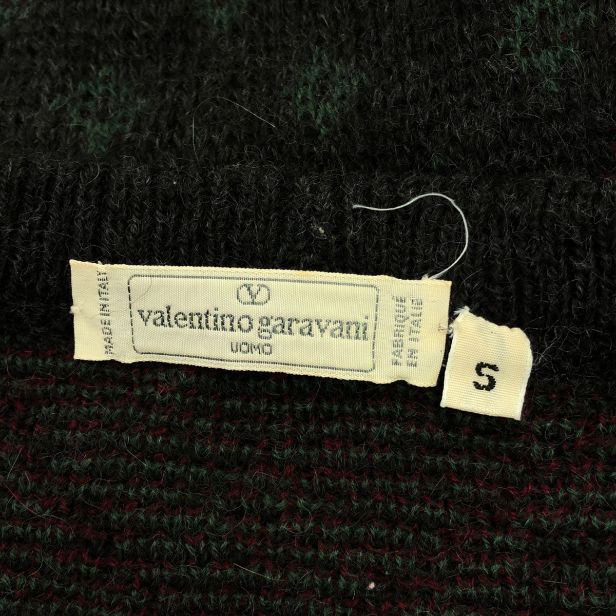 Valentino Garavani ヴァレンティノガラヴァーニ 90s イタリア製 オールド 総柄 長袖 クルーネック ニット S チャコールグレー系 セーター メンズ