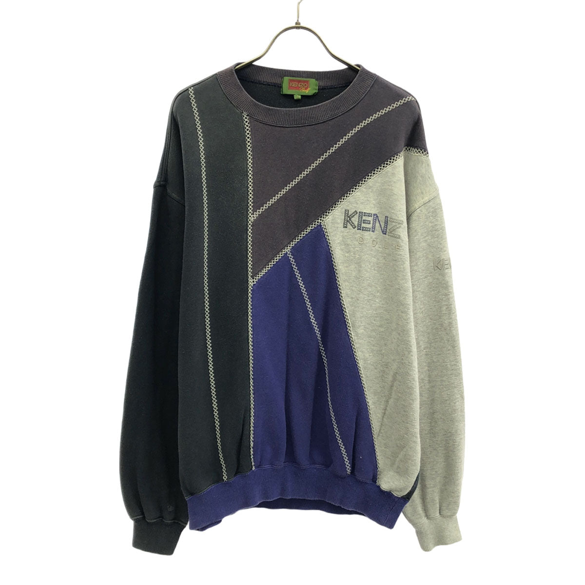 KENZO GOLF ケンゾーゴルフ 90s 日本製 オールド ロゴ刺繍 長袖 透かし編み スウェット 3 メンズ